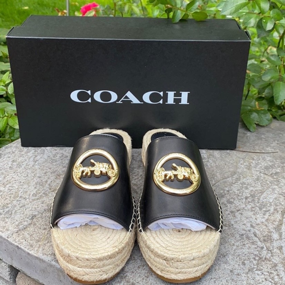 NWT COACH CAMILLE ESPADRILLES LEATHER SANDALS